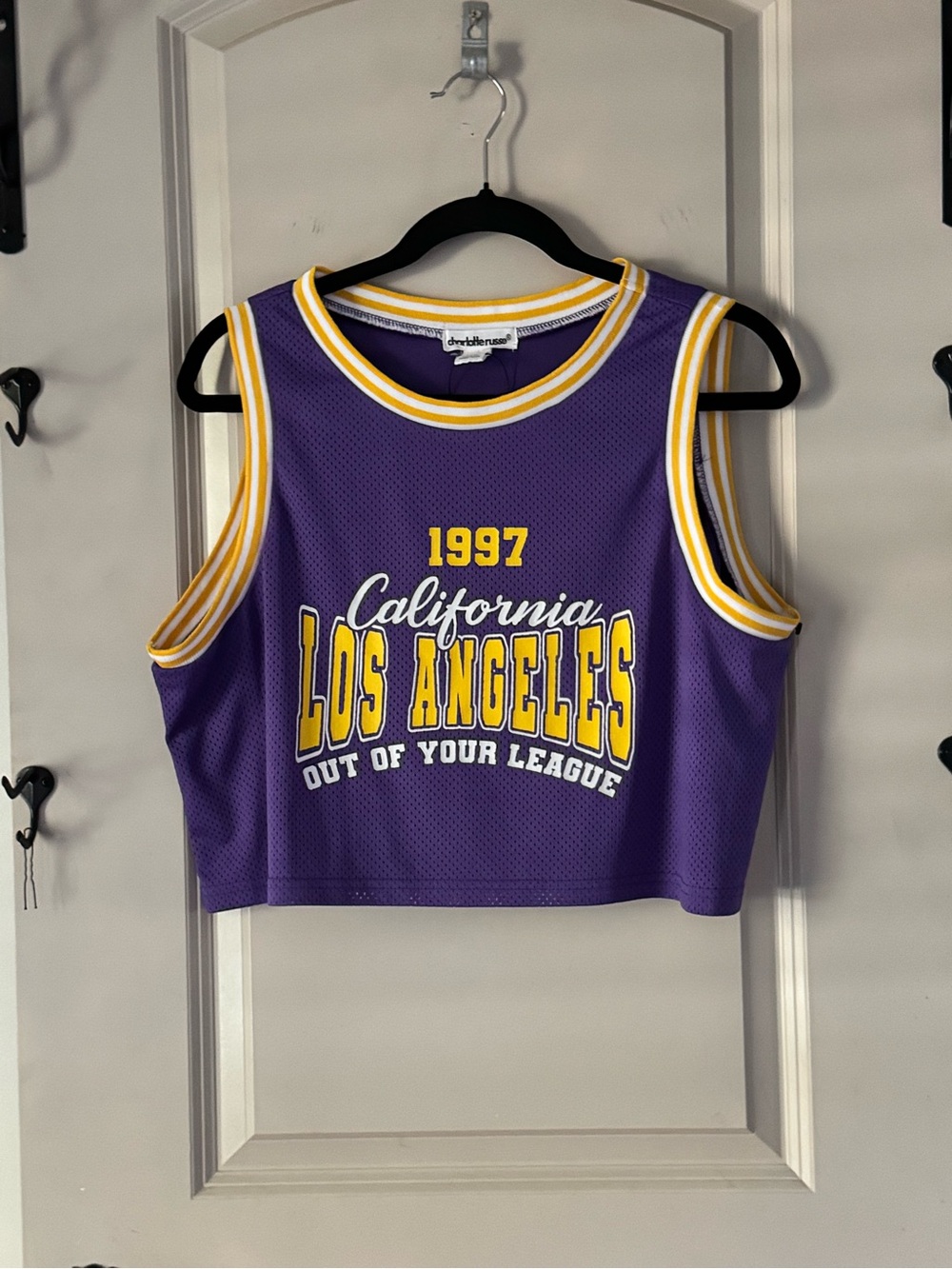 Charlotte Russe Purple and Yellow Los Angeles Crop Tank